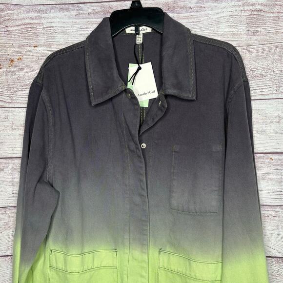 Another Girl Dolls Kill Dip Dyed Denim Organic Cotton Utility Jacket Size 6 New - Picture 4 of 7